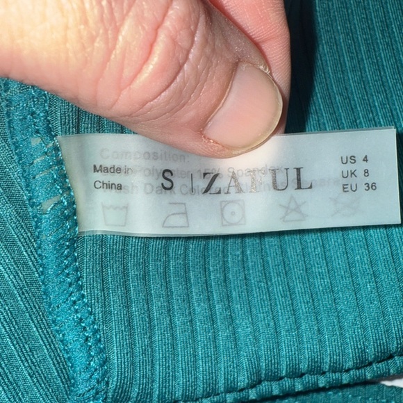Zaful Ribbed Bikini Size Small US Size 4 Dark Teal - Picture 14 of 15